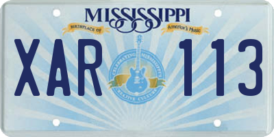 MS license plate XAR113
