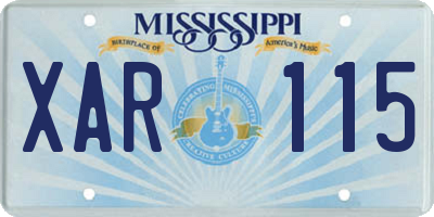 MS license plate XAR115