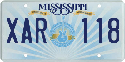 MS license plate XAR118