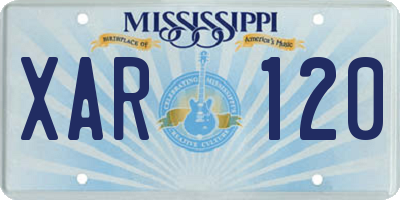 MS license plate XAR120