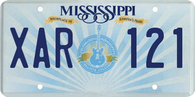 MS license plate XAR121