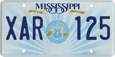MS license plate XAR125
