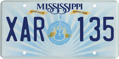 MS license plate XAR135