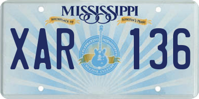 MS license plate XAR136