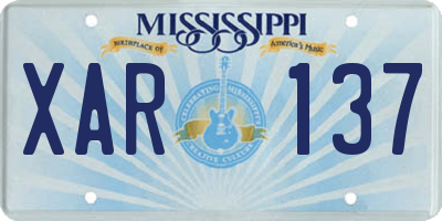 MS license plate XAR137