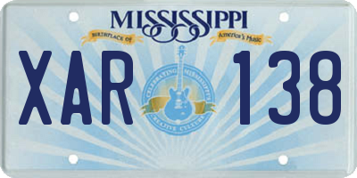 MS license plate XAR138