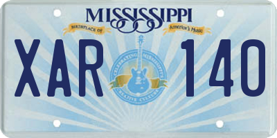 MS license plate XAR140