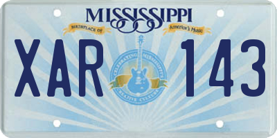 MS license plate XAR143