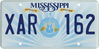 MS license plate XAR162