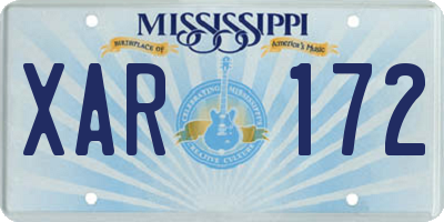 MS license plate XAR172