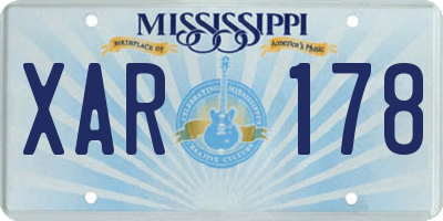 MS license plate XAR178