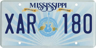 MS license plate XAR180