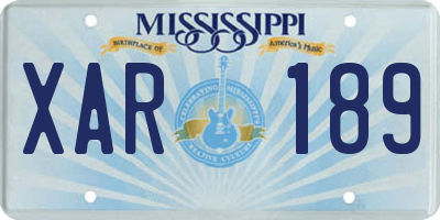 MS license plate XAR189