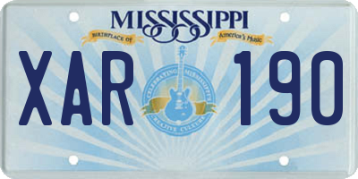MS license plate XAR190