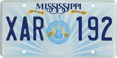 MS license plate XAR192
