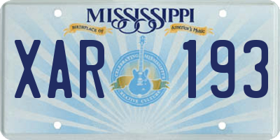 MS license plate XAR193
