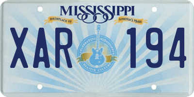 MS license plate XAR194