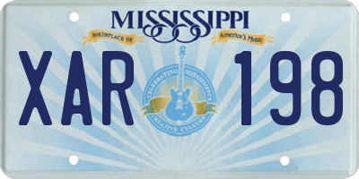 MS license plate XAR198