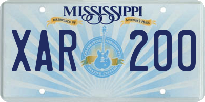 MS license plate XAR200