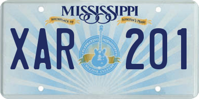MS license plate XAR201