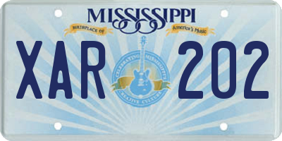 MS license plate XAR202