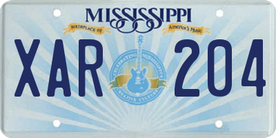 MS license plate XAR204