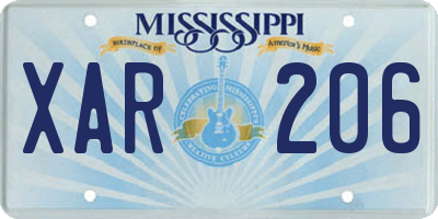MS license plate XAR206