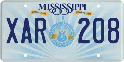 MS license plate XAR208