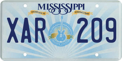 MS license plate XAR209