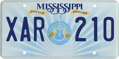 MS license plate XAR210