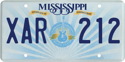 MS license plate XAR212