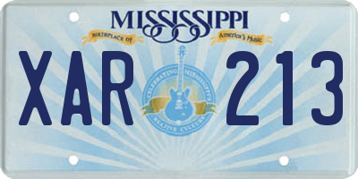 MS license plate XAR213
