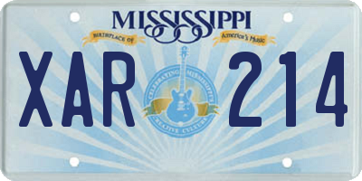 MS license plate XAR214