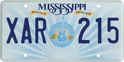 MS license plate XAR215