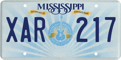 MS license plate XAR217