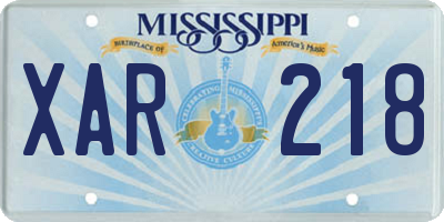MS license plate XAR218