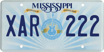 MS license plate XAR222