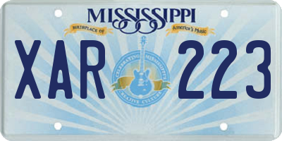 MS license plate XAR223