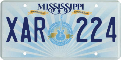MS license plate XAR224