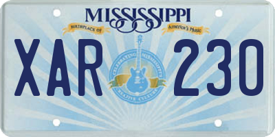 MS license plate XAR230