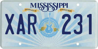 MS license plate XAR231