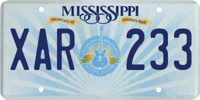 MS license plate XAR233