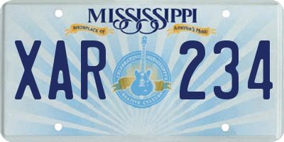 MS license plate XAR234