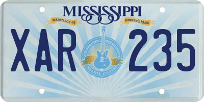 MS license plate XAR235