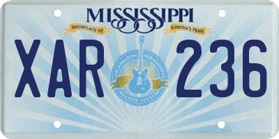 MS license plate XAR236