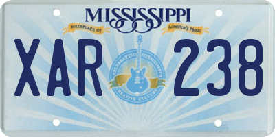 MS license plate XAR238