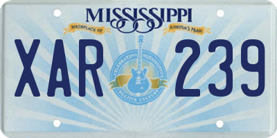 MS license plate XAR239