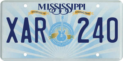 MS license plate XAR240
