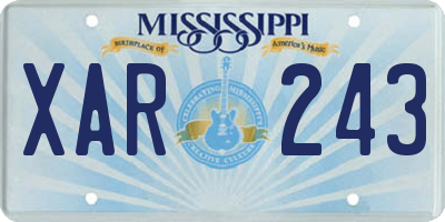 MS license plate XAR243