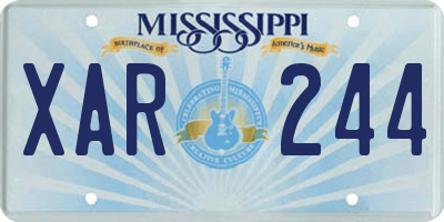 MS license plate XAR244